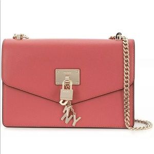 SOlD DKNY Elissa pink salmon leather crossbody bag